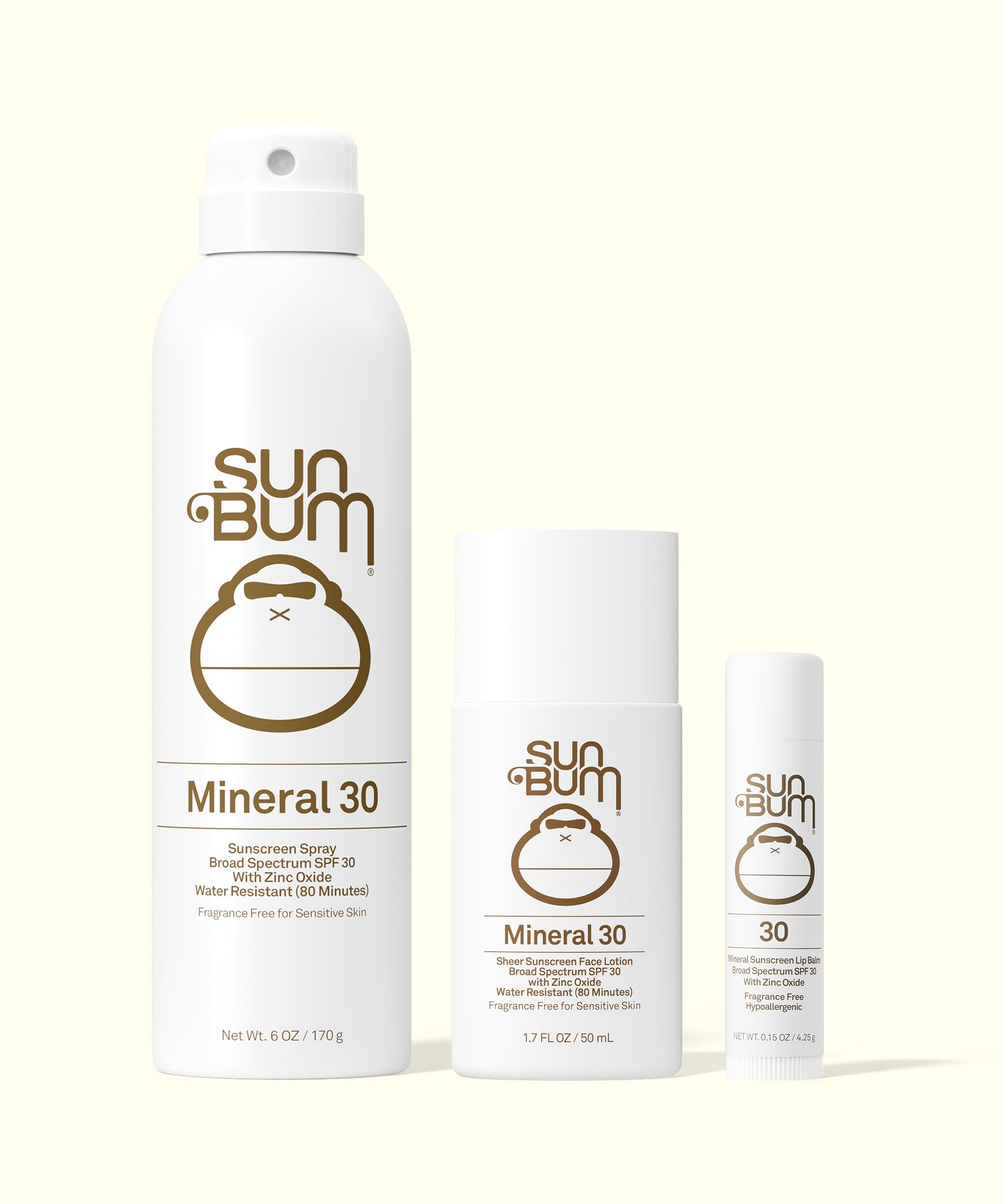 Mineral SPF 30 Spray + Liquid Face + Lip Bundle - Mineral, Mineral, Mineral
